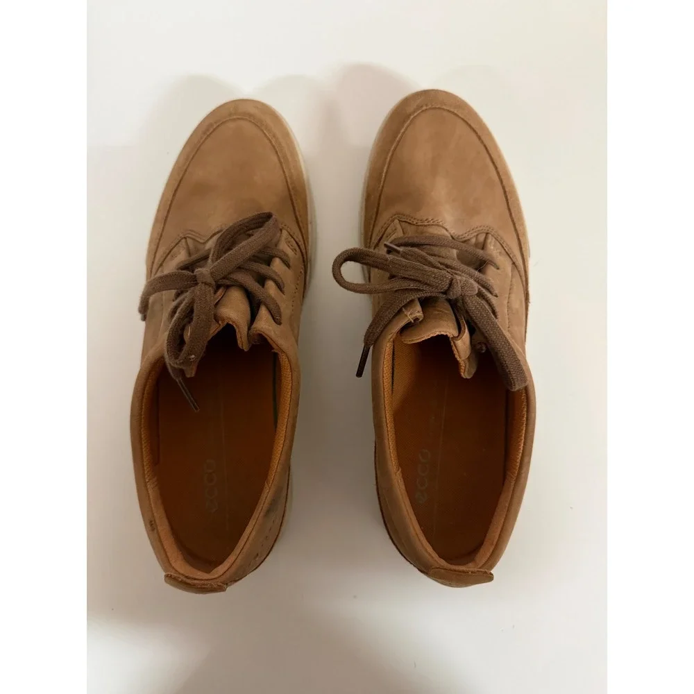 ECCO Soft 7 Mens Cognac Brown Leather Suede Low Top Sneakers 42 US 8